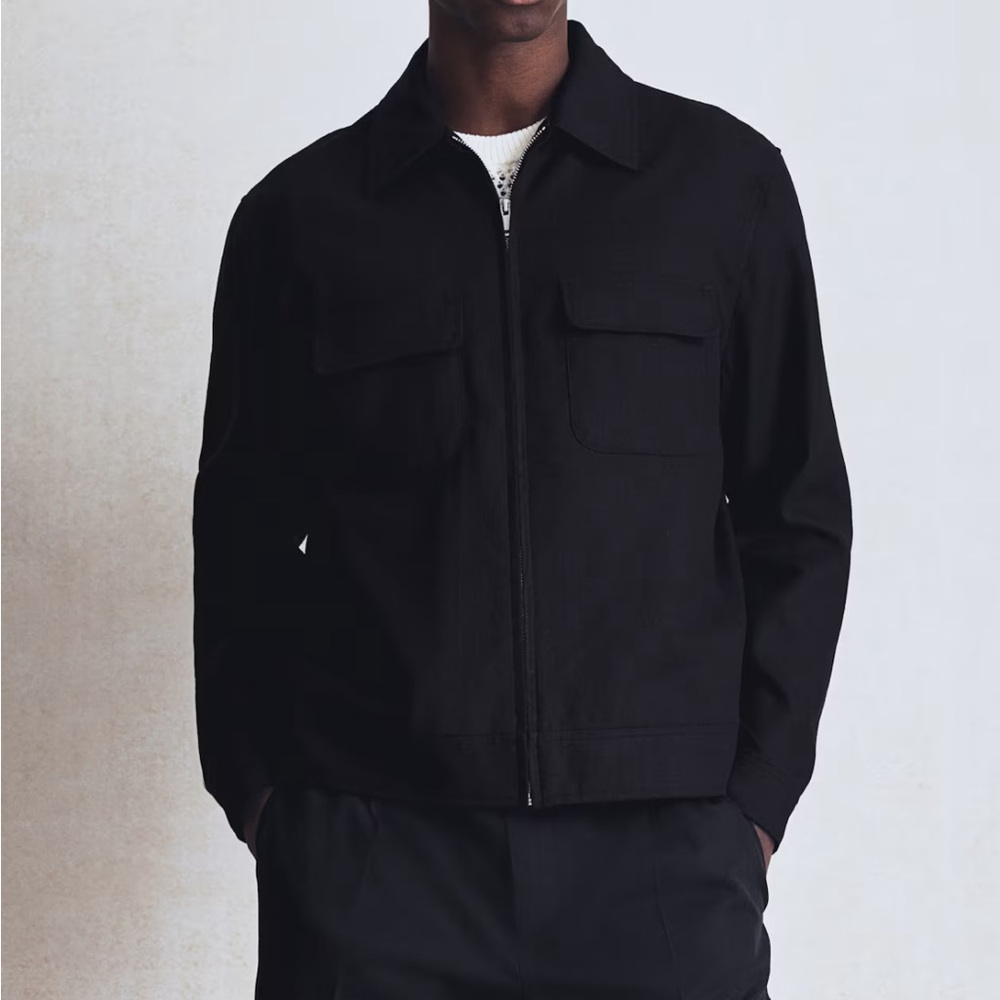 H&M Black Lightweight Shirt Jacket with Collar , shacket linen blend sz M